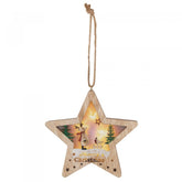 Figurina Stea pentru Geam sau Usa 6 Led-uri Temporizator lemn 17 cm